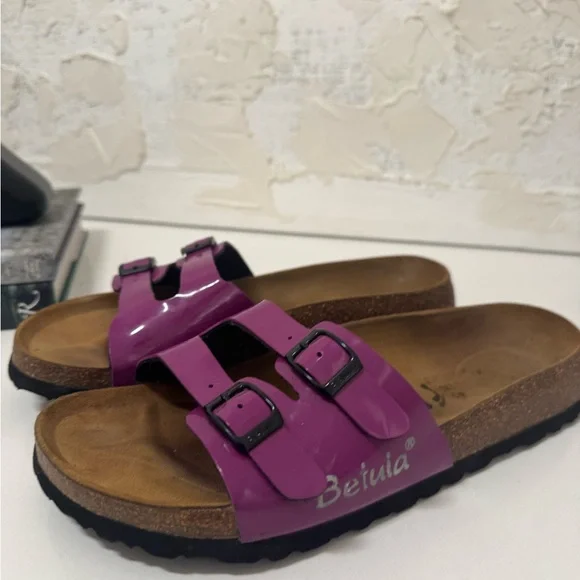 Birkenstock Women's Ibiza Purple Betula Flor Double Strap Sandals - Picture 4 of 10